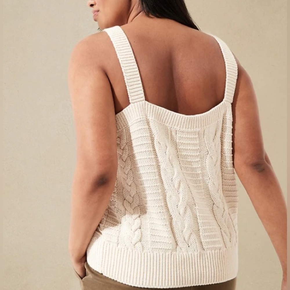 Banana Republic Women’s Cream White Organic Cotton Sweater Tank, Size Medium - Picture 3 of 9